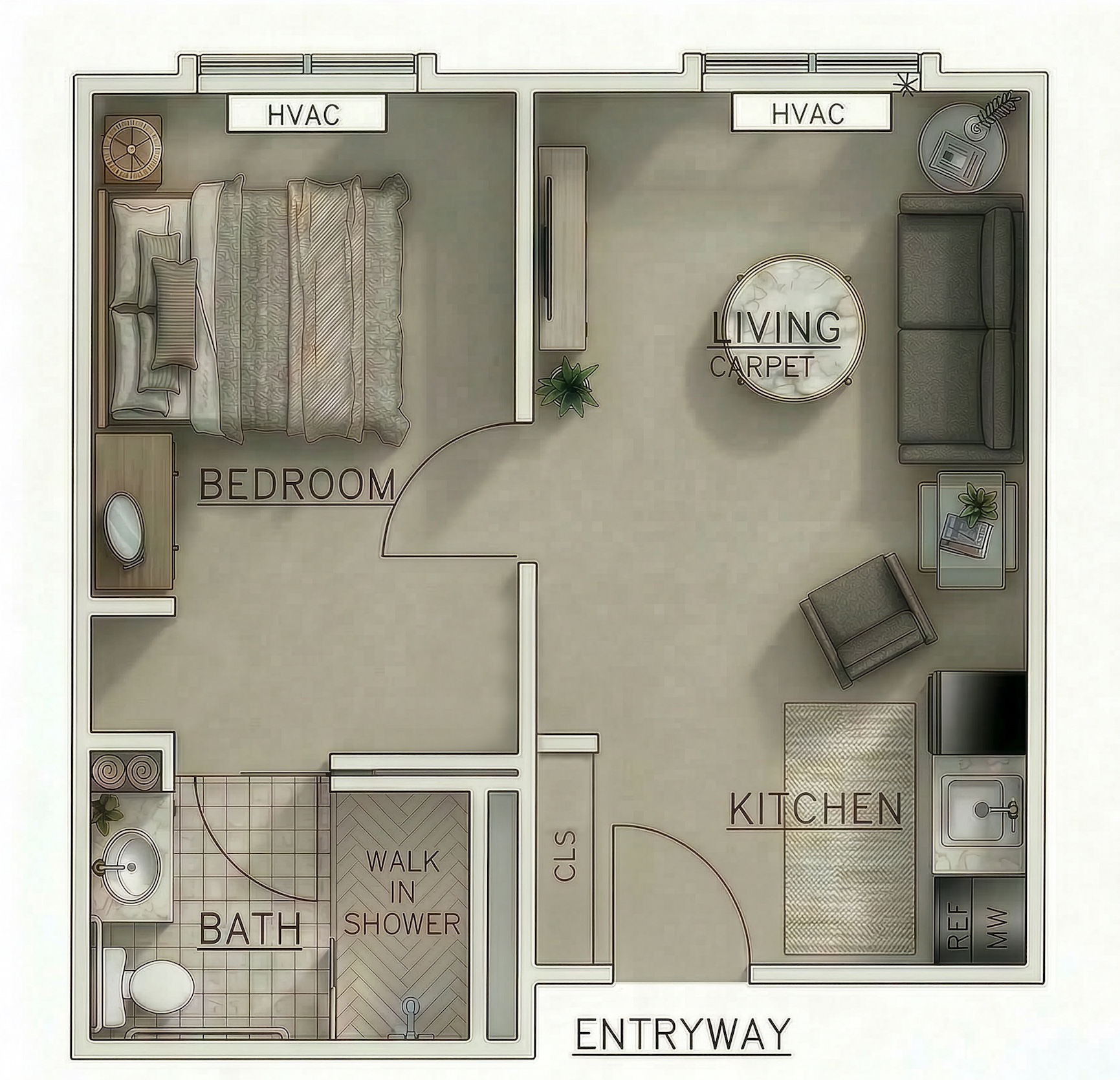 One Bedroom floor plan
